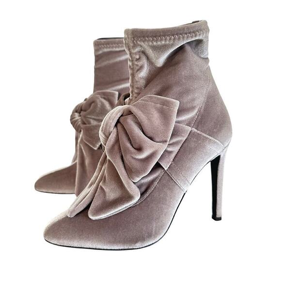 Giuseppe Zanotti Gray Soft Velvet Bow Stiletto Heel Ankle Boots Booties Sz 37 - Picture 3 of 9